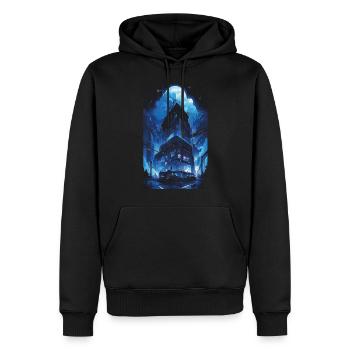 Cyberpunk Manga Kyoto Glitch - Sweat à capuche Premium bio Homme - noir - Devant - Nico (187cm)
