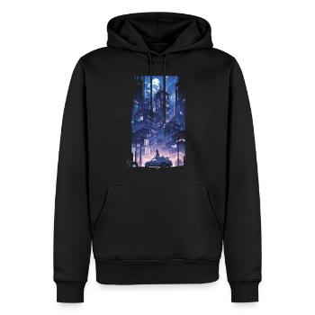 Cyberpunk Manga Kyoto Glitch - Sweat à capuche Premium bio Homme - noir - Devant - Nico (187cm)