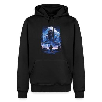 Cyberpunk Manga Kyoto Glitch - Sweat à capuche Premium bio Homme - noir - Devant - Nico (187cm)