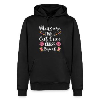 Point de broderie amusant au point de croix - Sweat à capuche Premium bio Homme - noir - Devant - Nico (187cm)