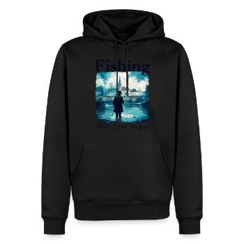 Angeln: Wo ich meine Ruhe finde - Männer Premium Bio Hoodie - Schwarz - Vorne - Nico (187cm)