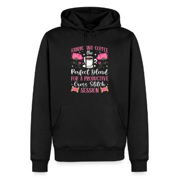 Aiguille à broder au point de croix, points amusants - Sweat à capuche Premium bio Homme - noir - Devant - Nico (187cm)