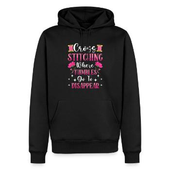 Aiguille à broder au point de croix, points amusants - Sweat à capuche Premium bio Homme - noir - Devant - Nico (187cm)