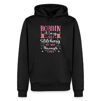 Aiguille à broder au point de croix, points amusants - Sweat à capuche Premium bio Homme - noir - Devant - Nico (187cm)