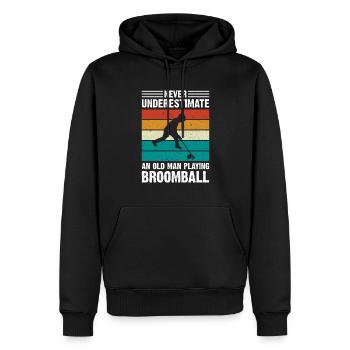Broomball - Never Underestimate An Old Man Playing - Männer Premium Bio Hoodie - Schwarz - Vorne - Nico (187cm)