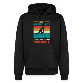 Broomball Grand-père Joueur de ballon-balai - Sweat à capuche Premium bio Homme - noir - Devant - Nico (187cm)