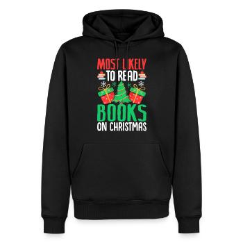Am ehesten lesen Sie ein Buch über Weihnachten lustig - Männer Premium Bio Hoodie - Schwarz - Vorne - Nico (187cm)