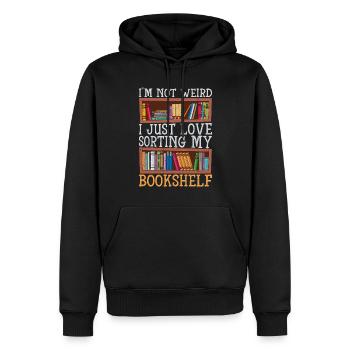 Lire des livres Amoureux des livres Trier ma bibliothèque - Sweat à capuche Premium bio Homme - noir - Devant - Nico (187cm)