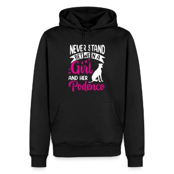 Fille et son lévrier espagnol Podenco - Sweat à capuche Premium bio Homme - noir - Devant - Nico (187cm)