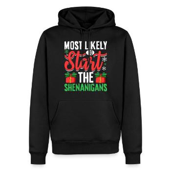 Am wahrscheinlichsten, um die lustige Familie des Herumfahrens zu starten - Männer Premium Bio Hoodie - Schwarz - Vorne - Nico (187cm)