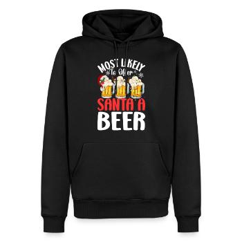 Le plus susceptible d’offrir au Père Noël une bière amusante à boire - Sweat à capuche Premium bio Homme - noir - Devant - Nico (187cm)