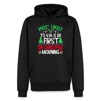 Am ehesten werden Sie am Weihnachtsmorgen zuerst aufwachen - Männer Premium Bio Hoodie - Schwarz - Vorne - Nico (187cm)