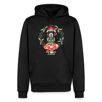Bernedoodle chien sur champignon Couronne de Noël Noël - Sweat à capuche Premium bio Homme - noir - Devant - Nico (187cm)