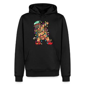 Ankylosaurus Dinosaur With Christmas Lights - Men’s Premium Organic Hoodie - black - Front - Nico (187cm)