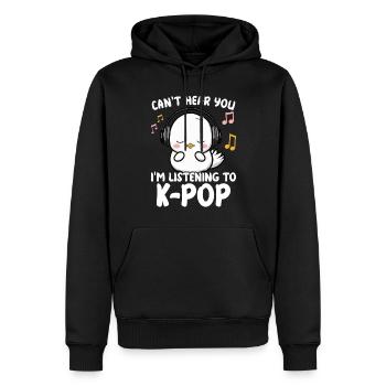 Can't Hear You I'm Listening Kpop Duck K-pop - Männer Premium Bio Hoodie - Schwarz - Vorne - Nico (187cm)