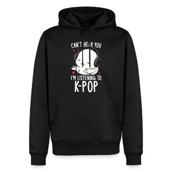 Can't Hear You I'm Listening Kpop Duck K-pop - Männer Premium Bio Hoodie - Schwarz - Vorne - Nico (187cm)