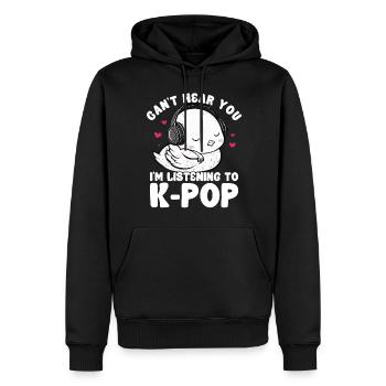 Can't Hear You I'm Listening Kpop Duck K-pop - Männer Premium Bio Hoodie - Schwarz - Vorne - Nico (187cm)