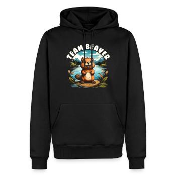 Team Beaver - Männer Premium Bio Hoodie - Schwarz - Vorne - Nico (187cm)