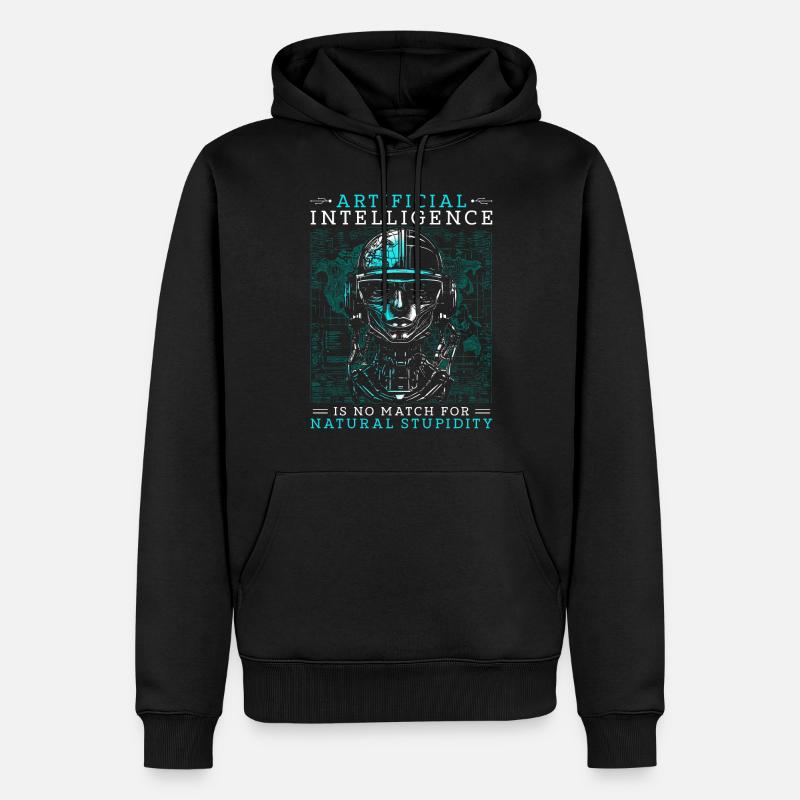 Intelligence artificielle Stupidité naturelle - Sweat à capuche Premium bio Homme - noir