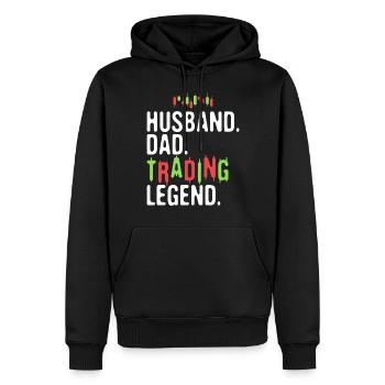 Husband Dad Trading Legend - Männer Premium Bio Hoodie - Schwarz - Vorne - Nico (187cm)