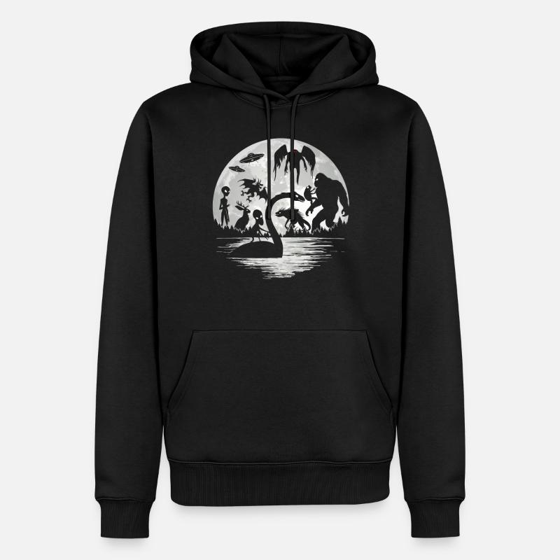 Bigfoot Mothman Jersey Djävul Utomjordiska Kryptider - Ekologisk premiumluvtröja herr - svart