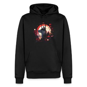 Japanese Wolf Wolves Manga Tokyo Cherry Blossoms - Men’s Premium Organic Hoodie - black - Front - Nico (187cm)