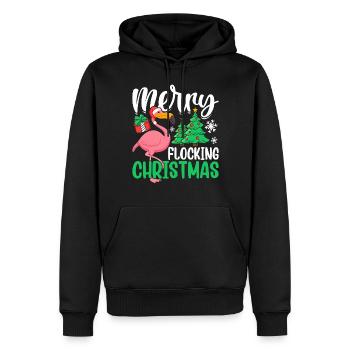 Frohe Scharen Weihnachten Flamingo Lustige Weihnachten - Männer Premium Bio Hoodie - Schwarz - Vorne - Nico (187cm)