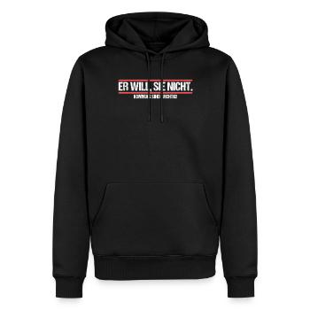 Er will Sie nicht. Komma Grammatik Witz - Männer Premium Bio Hoodie - Schwarz - Vorne - Nico (187cm)