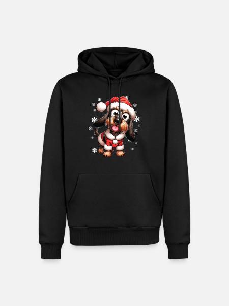 Wire-haired Dachshund Dog Christmas - Men’s Premium Organic Hoodie - black
