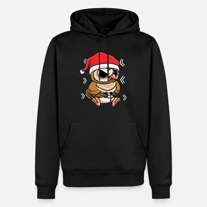Eule Spielt Videospiele - Männer Premium Bio Hoodie - Schwarz