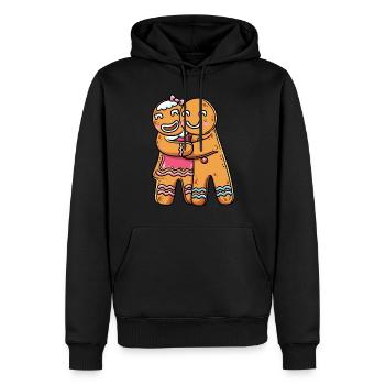 Lebkuchen Plätzchen Paar Weihnachten Xmas Lover - Männer Premium Bio Hoodie - Schwarz - Vorne - Nico (187cm)