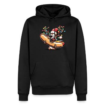 Rennes à hot-dog avec lumières de Noël - Sweat à capuche Premium bio Homme - noir - Devant - Nico (187cm)