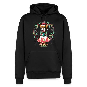Kromfohrländer chien sur Couronne de Noël champignon - Sweat à capuche Premium bio Homme - noir - Devant - Nico (187cm)