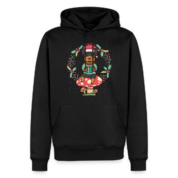 Chasse allemande Terrier chien Couronne de Noël - Sweat à capuche Premium bio Homme - noir - Devant - Nico (187cm)