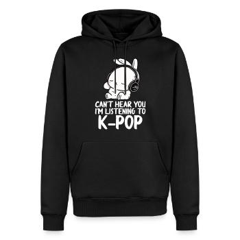 Can't Hear You I'm Listening Kpop Rabbit K-pop - Männer Premium Bio Hoodie - Schwarz - Vorne - Nico (187cm)