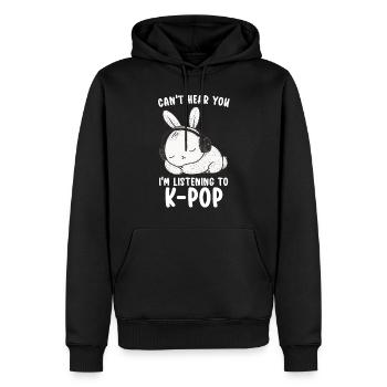 Can't Hear You I'm Listening Kpop Rabbit K-pop - Männer Premium Bio Hoodie - Schwarz - Vorne - Nico (187cm)