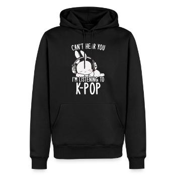 Can't Hear You I'm Listening Kpop Rabbit K-pop - Männer Premium Bio Hoodie - Schwarz - Vorne - Nico (187cm)