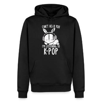 Can't Hear You I'm Listening Kpop Rabbit K-pop - Männer Premium Bio Hoodie - Schwarz - Vorne - Nico (187cm)