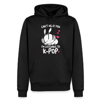 Can't Hear You I'm Listening Kpop Rabbit K-pop - Männer Premium Bio Hoodie - Schwarz - Vorne - Nico (187cm)