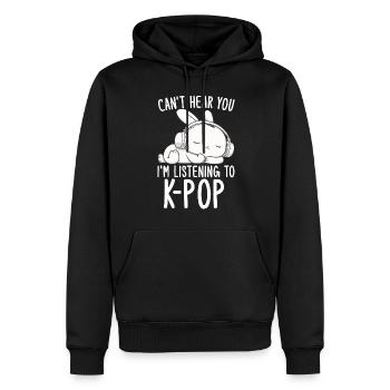 Can't Hear You I'm Listening Kpop Rabbit K-pop - Männer Premium Bio Hoodie - Schwarz - Vorne - Nico (187cm)