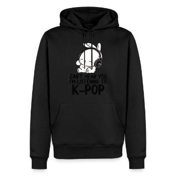 Can't Hear You I'm Listening Kpop Rabbit K-pop - Männer Premium Bio Hoodie - Schwarz - Vorne - Nico (187cm)
