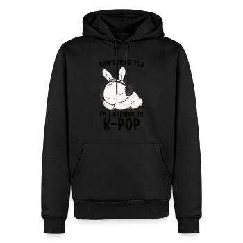 Can't Hear You I'm Listening Kpop Rabbit K-pop - Männer Premium Bio Hoodie - Schwarz - Vorne - Nico (187cm)
