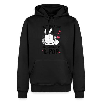 Can't Hear You I'm Listening Kpop Rabbit K-pop - Männer Premium Bio Hoodie - Schwarz - Vorne - Nico (187cm)