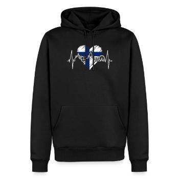 Helsinki Skyline Herzschlag Finnisch Love Finnland - Männer Premium Bio Hoodie - Schwarz - Vorne - Nico (187cm)