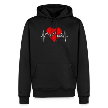 Helsinki Skyline Herzschlag Finnisch Love Finnland - Männer Premium Bio Hoodie - Schwarz - Vorne - Nico (187cm)