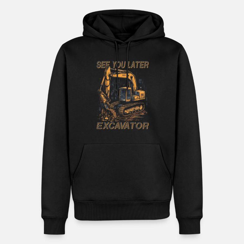 Straßenbau Bis Später Bagger - Männer Premium Bio Hoodie - Schwarz