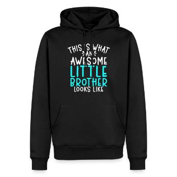 Little Brother Gifts - Männer Premium Bio Hoodie - Schwarz - Vorne - Nico (187cm)