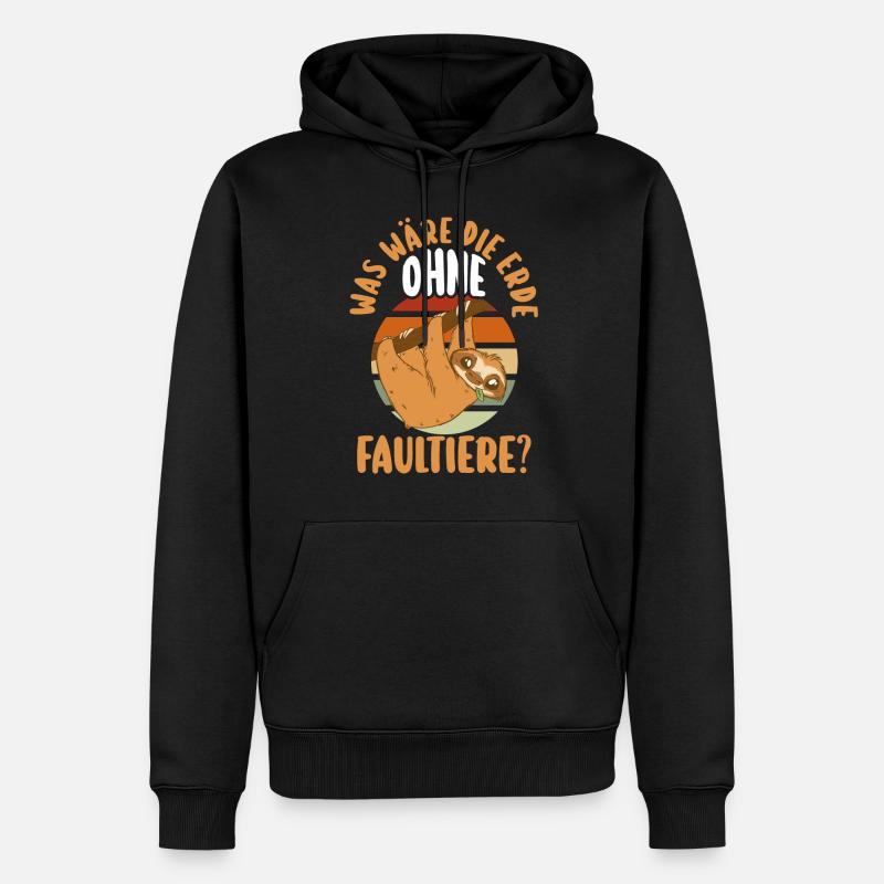 Faultier - Männer Premium Bio Hoodie - Schwarz