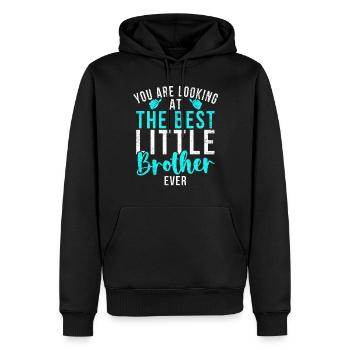 Little Brother Gifts - Männer Premium Bio Hoodie - Schwarz - Vorne - Nico (187cm)