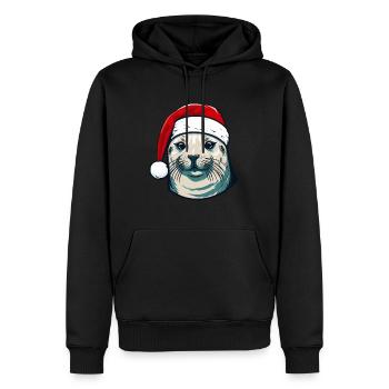 Tête d’animal de Noël de phoque de phoque - Sweat à capuche Premium bio Homme - noir - Devant - Nico (187cm)